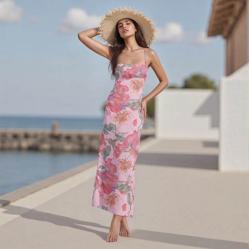 Cross Tieup Backless Floral Dress