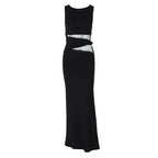 Sheer Lace O Neck Bodycon Long Tank Dress