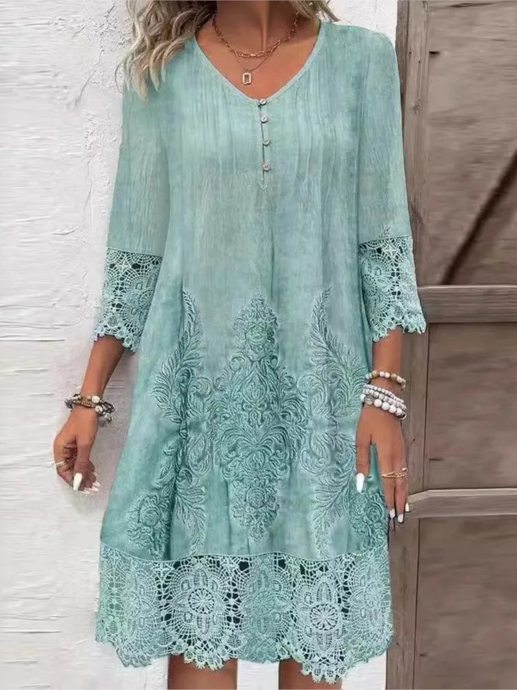 Perla Chic V Neck Dress for Women Boutique Collection