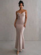 3D Flower Draped Open Back Maxi Dress