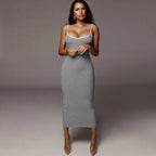 Knit Backless Evening Midi Dress
