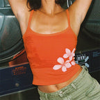 Floral Spaghetti Strap Scoop Neck Streetwear Cami Top