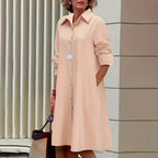 Alba Boutique Women's Midi Shirt Dress with Button Placket Collection