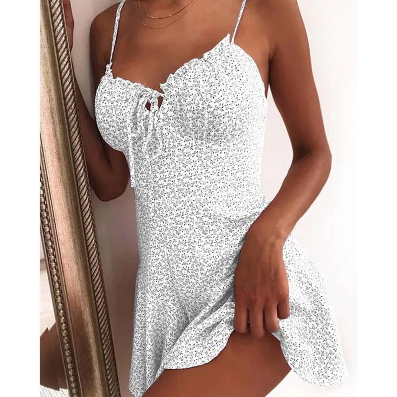 Floral Strapless Backless Camisole Mini Dress