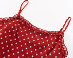 Elegant Red Chiffon Polka Dot Beach Dress for Women Summer Sexy Spaghetti Strap Holidays Dress Fashion Backless Party Outfits