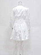 Lantern Long Sleeve Ball Gown Dress