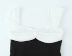 Contrast Slash Shoulder Elastic Back Mini Dress