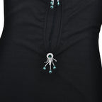 Hollow Out Pearl Tassel Black Long Dress