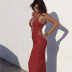 Shiny Silk Knit Metal Ring Bodycon Dress