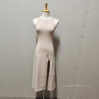 Knit Slit Solid High Waisted Vacation Dresses