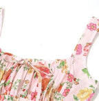 Flower Printed Open Back A - line Corset Mini Dress