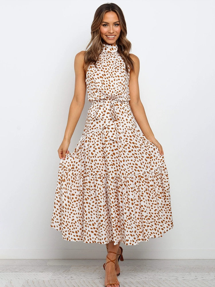 Adriana Chic Summer Dress with Polka Dot Print Shine Into Designer Edit