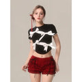 Bow Decoration Black Slim Tshirt