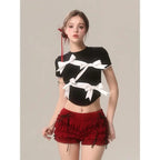 Bow Decoration Black Slim Tshirt