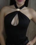 Black Metal Cut Out Crop Top