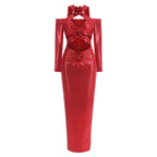 Luxury V - Neck Slit Evening Dress â€?Floral Hem Party Elegance