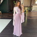 Patchwork Draped Long Sleeve Maxi Dress