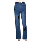 DressBetty - Women Low Waist Vintage Straight Denim Trousers Cyber Y2k Goth Pants Fashion Mom Jeans