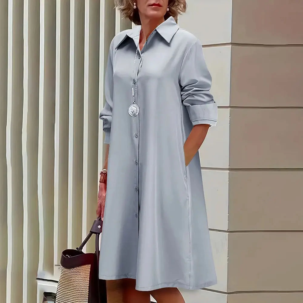 Alba Boutique Women's Midi Shirt Dress with Button Placket Collection