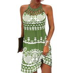 Amparo Chic Printed Dress with Halters Statement Occasion Edit