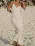 Halter Neck Flower Patchwork Lace - up Maxi Dress