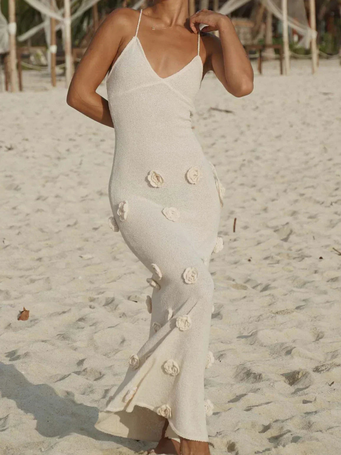 Halter Neck Flower Patchwork Lace - up Maxi Dress