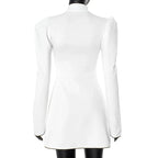 Women's Lace - Up White V - Neck A - Line Short Dress