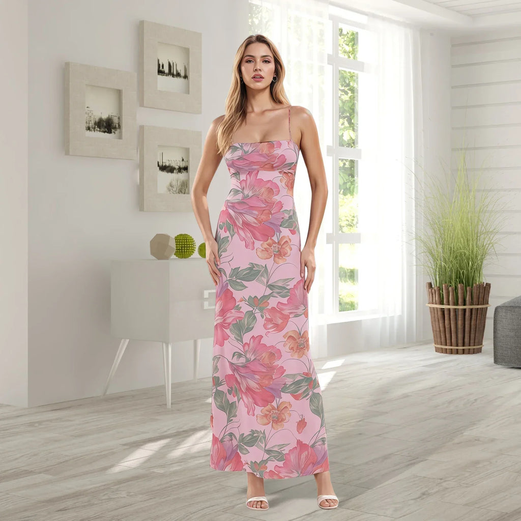 Cross Tieup Backless Floral Dress