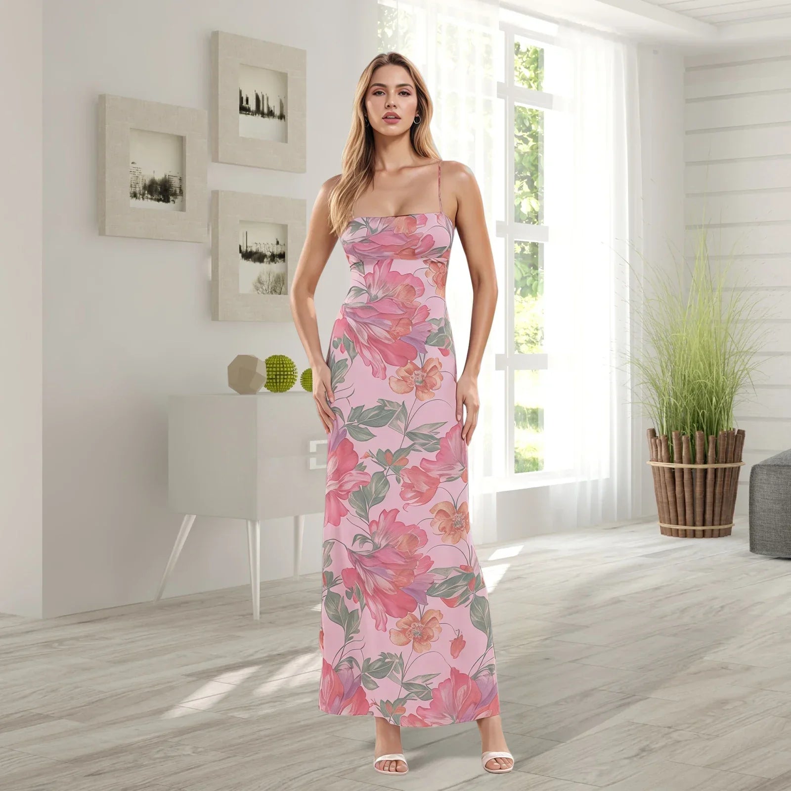 Cross Tieup Backless Floral Dress