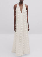 Halter Floral Mesh Patchwork Boho Dress