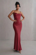 3D Flower Draped Open Back Maxi Dress