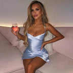 Silvia Exclusive Seductive Satin Mini Dress Boutique Collection