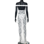 Lace Deep V Sleeveless Tight Split Long Dress