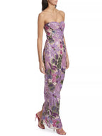 Floral - Embellished Sequin Lavender Ankle Length Dress