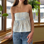 Floral Print OffShoulder Strapless