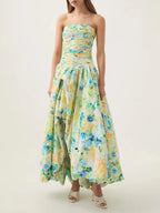 Strapless Sleeveless High Waist Temperament Long Dress