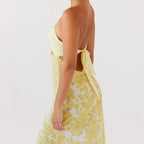 Cutout Tieup Strapless Floral Dress