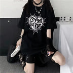 Gothic Vintage Print Black Tshirt