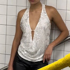 Sequin Sparkly Sleeveless Shirt Cami Top