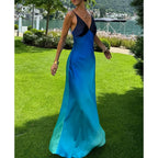 Gradient Contrast Color Adjustable Strap Aline Slip Dress