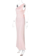 Around Halter Draped Backless Long Dress