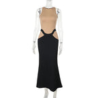 Sleeveless Patchwork Contrast Long Dress