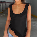 Fashion Oneck Sleeveless Mesh Sheer Top
