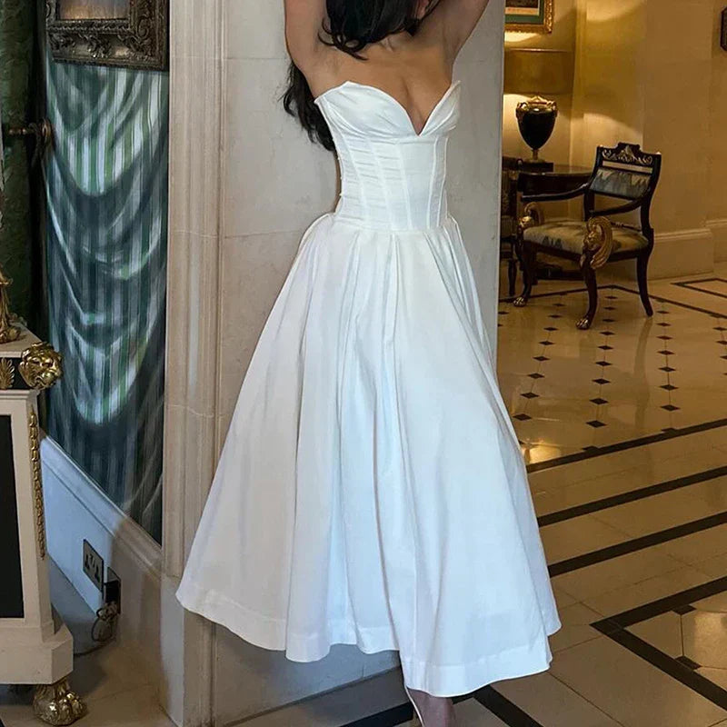 Elegant Multi Color Slim Long Dresses Ladies Sexy V Neck Wrap Chest Waist Party Dress Fashion Hollow Off Shoulder Pleated Dress