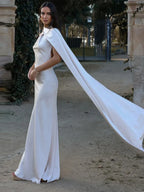 Satin Scarf Collar Halter Maxi Dress