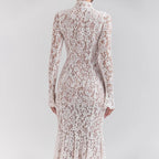 Lace Half High Neck Fishtail Dress