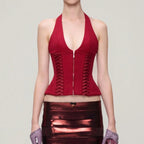 Red Gyaru Corset Crop Top