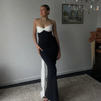Bows Contrast Color Ribbon Long Dress