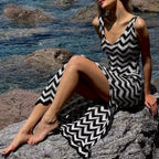 Striped Knit Contrast Women Dress