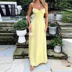 Spaghetti Strap Solid Fit and Flare Long Dress